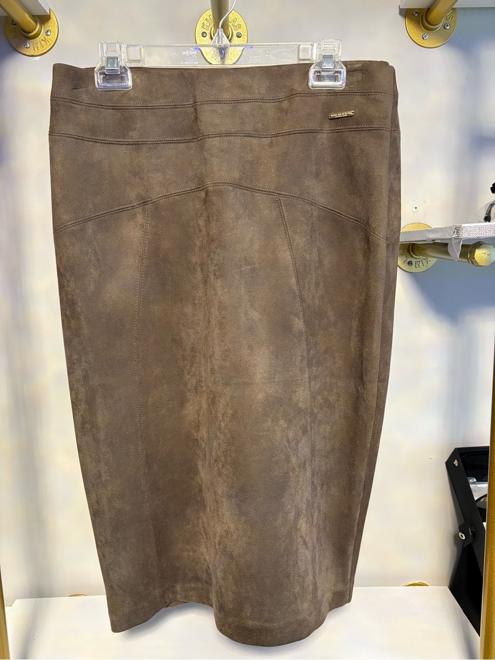 Marc New York Andrew Marc Faux Suede Midi Pencil Skirt M